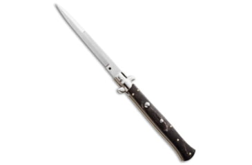 Image of Frank B Frank B 11" Automatic Knife Dark Horn Stiletto, Black, Stainless Steel, adult, BHQ-23437