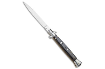 Image of Frank Beltrame 11 Italian Stiletto Automatic Folding Knife, 5.00in, Stainless Steel, Spear Point Blade, Horn, Black Handle, Black/Steel, 11.00 inch, BHQ-24092