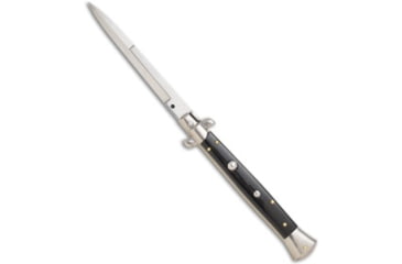 Image of Frank B Frank B 11" Italian Stiletto Bayonet Automatic Knife Black Acrylic 5" Satin, Black, Stainless Steel, adult, BHQ-92167