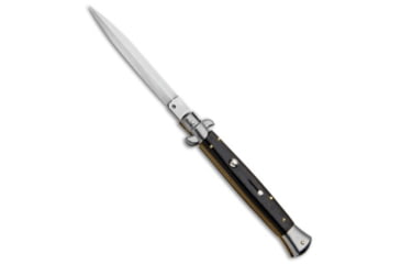 Image of Frank Beltrame 11 Italian Stiletto Ebony Dagger Automatic Folding Knife, 5.00in, Stainless Steel, Dagger Blade, Ebony, Black Handle, Black/Gray, 11.00 inch, BHQ-90003