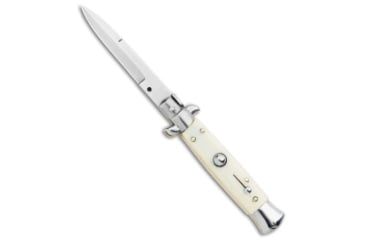 Image of Frank Beltrame 7.5 Italian Stiletto Automatic Folding Knife, 3.375in, Stainless Steel, Bayonet Blade, Acrylic, Tan Handle, Tan/Steel, 7.50 inch, BHQ-122288