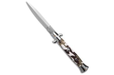 Image of Frank B Frank B. 9" Italian Stiletto Automatic Knife Camouflage Satin Dagger, Green, Stainless Steel, adult, BHQ-182968