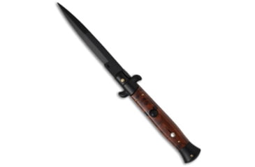 Image of Frank Beltrame 9 Italian Stiletto Automatic Folding Knife, 3.75in, Stainless Steel, Bayonet Blade, Acrylic, Brown Handle, Brown/Black, 9.00 inch, BHQ-50941