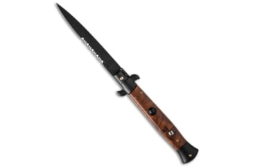 Image of Frank Beltrame 9 Italian Stiletto Automatic Folding Knife, 4.00in, Stainless Steel, Spear Point Blade, Polymer, Brown Handle, Brown/Black, 9.00 inch, BHQ-50927