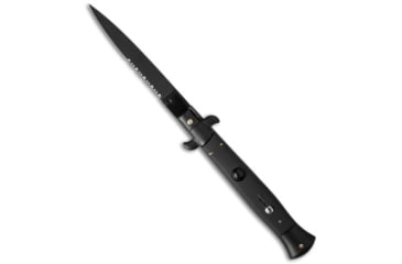 Image of Frank Beltrame 9 Tactical Midnight Italian Stiletto Automatic Folding Knife, 4.00in, Stainless Steel, Spear Point Blade, Polymer, Black Handle, Black/Black, 9.00 inch, BHQ-50914