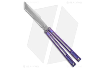 Image of Franken Forge Blades Voltaic Butterfly Folding Knife, 4.38in, CPM S35VN, Tanto Blade, Titanium, Blue/Purple Handle, Blue/Purple/Gray, 9.88 inch, BHQ-187730