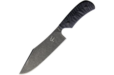Image of Fred Perrin Le Bowie Knife, 10.25in Overall, 6in Black Stonewash 440C SS Clip Point Blade, Black Sculpted G10 Handle, Black Kydex Sheath, FP1801