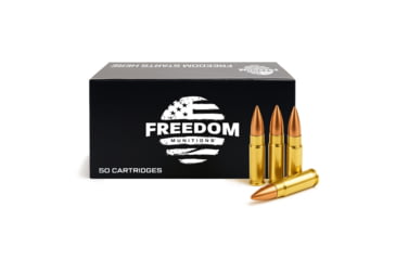 Image of Freedom Munitions .300 Blackout 125 Grain Full Metal Jacket Brass Rifle Ammo, 50 Rounds, FM300F125N50