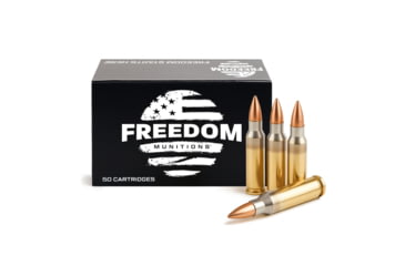 Image of Freedom Munitions 5.56x45mm NATO 55 Grain Full Metal Jacket Brass Rifle Ammo, 50 Rounds, FM556MF55N50