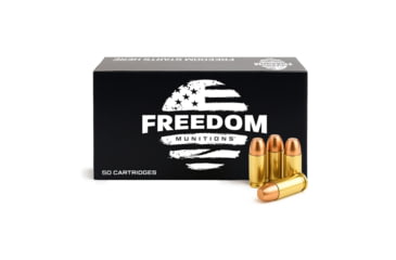 Image of Freedom Munitions 9mm Luger 135 Grain Round Nose Flat Point Brass Pistol Ammo, 50 Rounds, FM9RF135N50