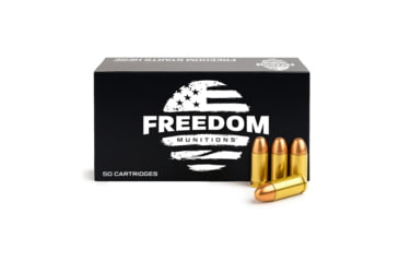 Image of Freedom Munitions 9mm Luger 115 Grain Round Nose Brass Pistol Ammo, 50 Rounds, FM9R115N50