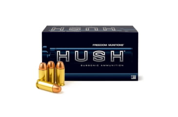 Image of Freedom Munitions HUSH Subsonic 10mm 200 Grain RNFP Brass Pistol Ammo, 50 Rounds, FMH10RF200N50