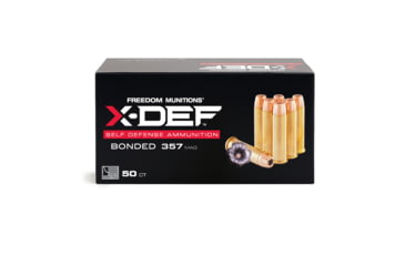 Image of Freedom Munitions X-DEF Defense .357 Magnum 158 Grain Hollow Point Brass Pistol Ammo, 50 Rounds, FMX357XD158N50