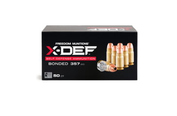 Image of Freedom Munitions X-DEF Defense .357 Sig 124 Grain Hollow Point Brass Pistol Ammo, 50 Rounds, FMX357SXD124N50