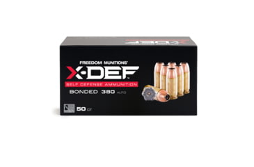 Image of Freedom Munitions X-DEF Defense .380 Auto 95 Grain Hollow Point Brass Pistol Ammo, 50 Rounds, FMX380XD95N50