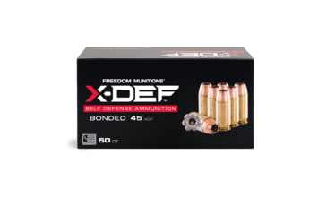Image of Freedom Munitions X-DEF Defense .45 ACP 230 Grain Hollow Point Brass Pistol Ammo, 50 Rounds, FMX45XD230N50
