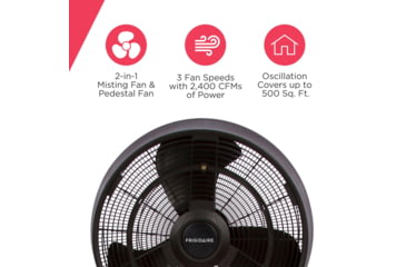 Image of Frigidaire Outdoor Misting Fan/Pedestal Fan, Black, Cools 500 sq ft, FMF2K5BK00