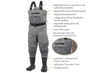 Image of Frogg Toggs Steelheader Insulated Cleated Bootfoot Chest Wader - Mens, Slate Gray, 13, 2711926C-13