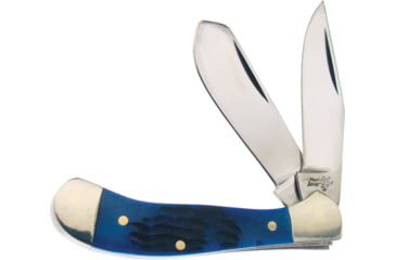 Image of Frost Baby Saddlehorn Folding Knife, blue, Blue pick bone handle, 14-972BLPB