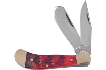 Image of Frost Baby Saddlehorn Folding Knife, Dark red, Dark red jigged bone handle, 14-972DRWJ