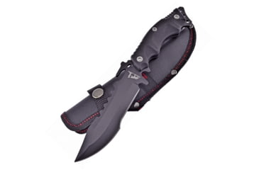 Image of Frost Bowie ABS Fixed Blade Knife, Blackhills Steel, 10in Overall, 5in Black 3Cr13 SS Clip Point Blade, Black ABS Handle, Black Nylon Belt Sheath, Black, BKH-011B