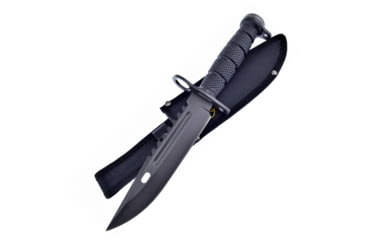 Image of Frost Bowie ABS Titanium Knife, 7 gray titanium coated sawback stainless blade, Black textured ABS handle, HK1649