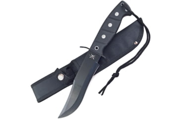 Image of Frost Bowie Black Rubber w/Sheath Knife, 7 black finish stainless clip point blade, Black rubber handle, TX-0066B/B
