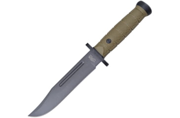 Image of Frost Bowie Green Knife, 7 black finish stainless clip point blade, OD green rubber handle, FC-124
