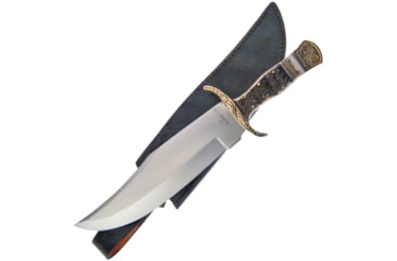 Image of Frost Bowie Stacked Stag Knife, 9.75 satin finish stainless bowie blade, Stacked stag bone handle, WT-194