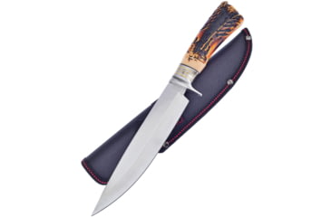Image of Frost Torch Bone Bowie Knife, 12.5in Overall, 7.25in, Satin Finish 3Cr13 Stainless Blade, Imitation Stag Handle, Nylon Sheath, SHP-116