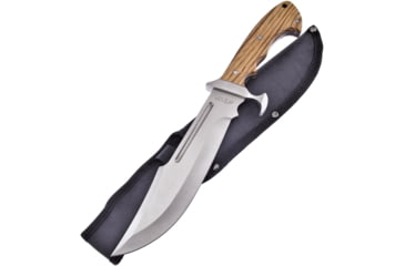 Image of Frost Bowie Walnut with Sheath Fixed Blade Knife, Black Hills Steel, 13.5in Overall, 8in Satin SS Clip Point Blade, Walnut Handle, SS Guard, Black Nylon Belt Sheath, BKH-013WW