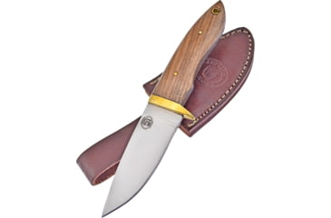Image of Frost Buck Tail Classic Knife, Chipaway, 7.5in Overall, 3.5in Satin SS Blade, Walnut Handle, Brass Guard, Brown Leather Sheath, CW-108DWW
