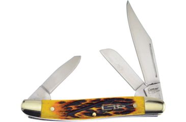 Image of Frost Caliber Stockman Sagebrush Folding Knife,Stainless Steel,Standard Edge,Clip,Spey and Sheepsfoot,Mirror Polish,Sagebrush,Jigged Bone Handle, CAL-112