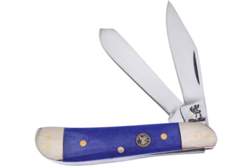 Image of Frost Dog Leg Trapper Whitetail Cutlery Folding Knife, Blue, Blue smooth bone handle, WT-975BLSB