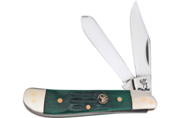 Image of Frost Dog Leg Trapper Whitetail Cutlery Folding Knife, Dark green, Dark green jigged bone handle, WT-975DGJB