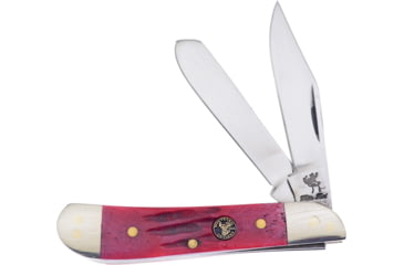 Image of Frost Dog Leg Trapper Whitetail Cutlery Folding Knife, Dark red, Dark red jigged bone handle, WT-975DRJB