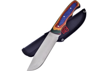 Image of Frost Frostwood Knife, Sharps Cutlery, 9in Overall, 4.25in Satin SS Blade, Finger Grooved Frostwood Handle, Black Nylon Sheath, SHP-121FW