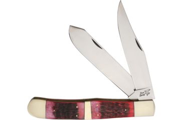 Image of Frost King Trapper Red Pick Bone Folding Knife,Clip and Spey,Red,Pick Bone Handle F14097RPB
