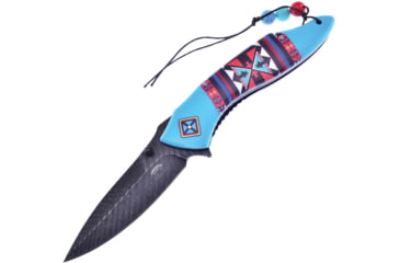 Image of Frost Linerlock A/O Blue Folding Knife, 3.5 black stonewash finish 3Cr13 stainless blade, Blue ABS handle, OC-534F/BL