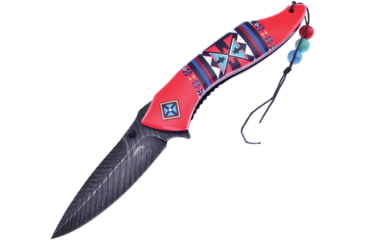 Image of Frost Linerlock A/O Red Folding Knife, 3.5 black stonewash finish 3Cr13 stainless blade, Red ABS handle, OC-534F/RD