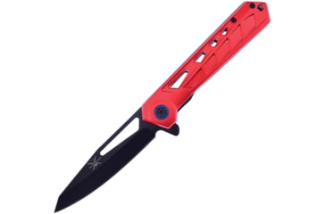 Image of Frost A/O 3Cr13 Folding Knife, 4.75in Closed, 3.75in Black Coated 3Cr13 Stainless Blade, Red Aluminum Handle, TX-57R