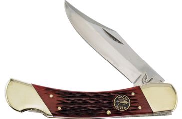 Image of Frost Lockback Red Pick Bone Folding Knife,3.5in,Stainless Steel,Standard Edge,Mirror Polish,Red,Bone Handle FOC549DRPB