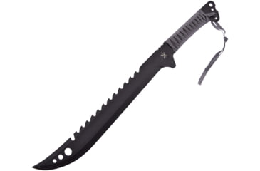 Image of Frost Machete Gray Wrap Knife, 16 black finish sawback stainless blade, Gray cord wrapped handle, TR2632BLK