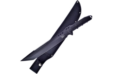 Image of Frost Machete Knife, 12 black finish sawback 3Cr13 stainless tanto bla, Black rubberized ABS handle, TX-23B