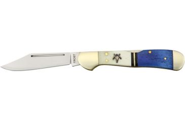 Image of Frost Masonic Midlock Folding Knife,Stainless Clip Blade, Blue/White Smooth Bone Handle FMAS165