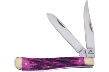 Image of Frost Mini Trapper Purple Bone Folding Knife, 3.88in Closed, Mirror Stainless Clip/Spey Blades, Purple Jigged Bone Handle, OC-508PJB