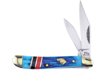 Image of Frost Peanut Black Hills Folding Knife, Blue jigged bone handle, BKH-107BL/RB