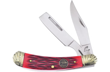 Image of Frost Razor Folder Red Bone Folding Knife, Mirror SS Clip And Razor Blades, Red Jigged Bone Handle, OC-551RJB