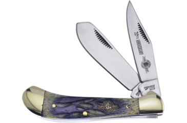 Image of Frost Saddlehorn 20th Annversary Folding Knife, Satin finish stainless clip and spey blades, Gray pick bone handle, CW-111GY/20