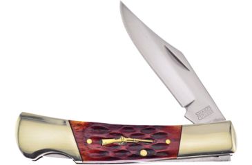 Image of Frost Sharps Barracuda Lockback Folding Knife,Stainless Steel,Standard Edge,Mirror Polish,Brown,Bone Handle FSHP100BRJB